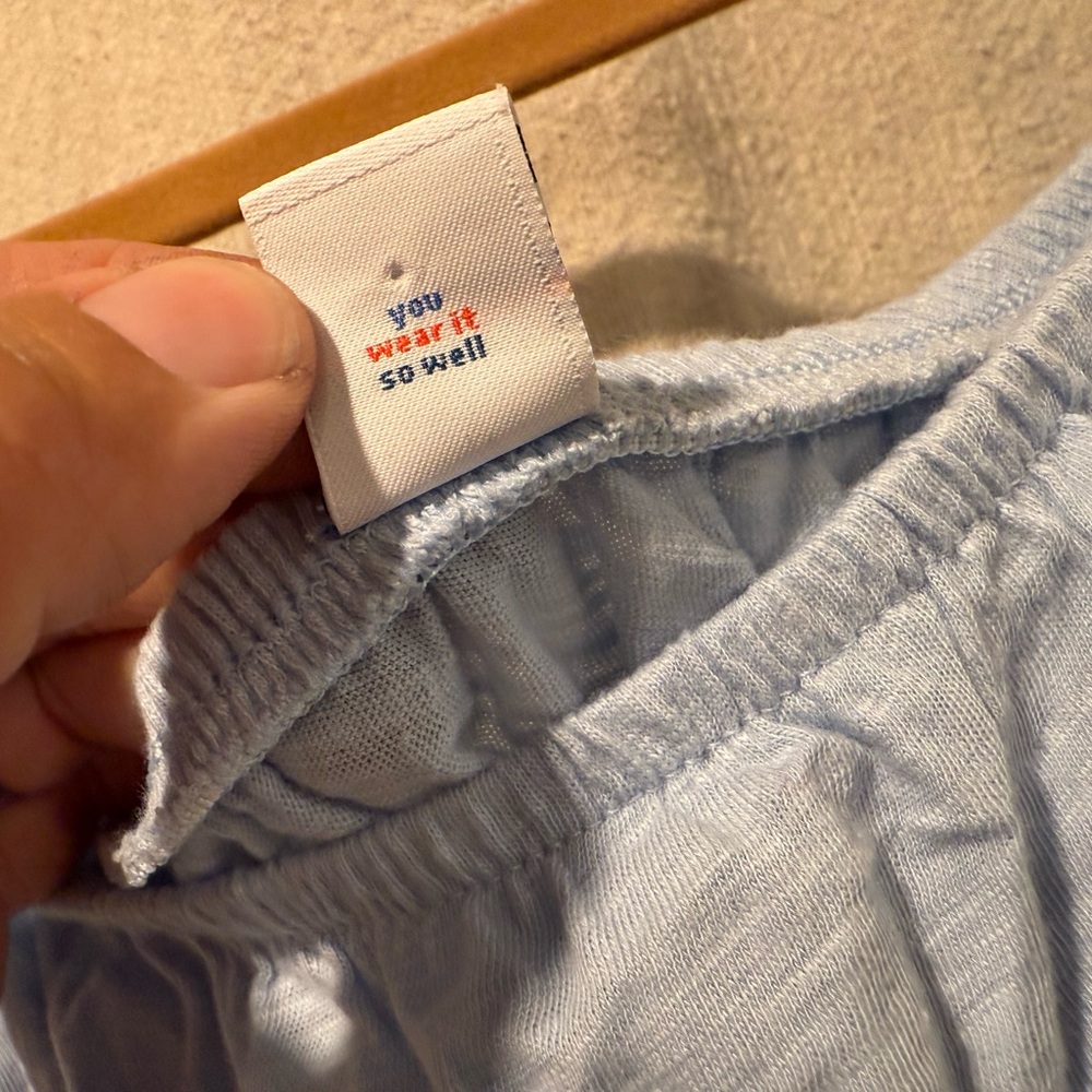 Women’s 100% Cotton Old Navy Square Neck Puff Sleeve Top - White and Light Blue - Picture 3 of 7